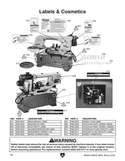 Part Diagram for G0812