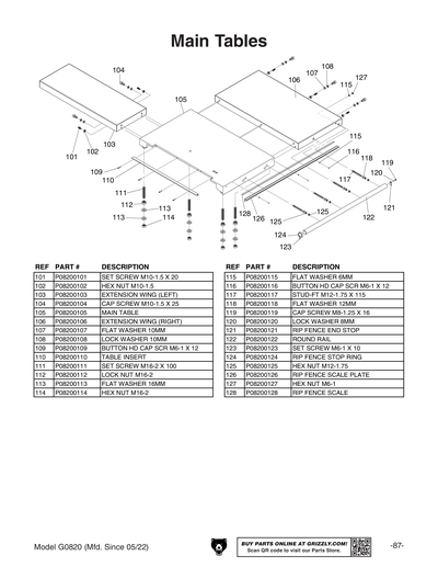 Part Diagram for G0820