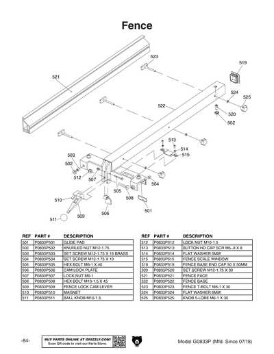 Part Diagram for G0833P