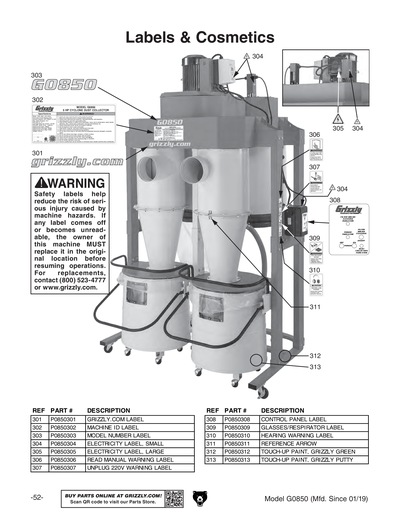 Part Diagram for G0850