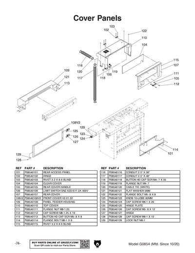 Parts for G0854 Compact Automatic Edgebander - Grizzly Industrial