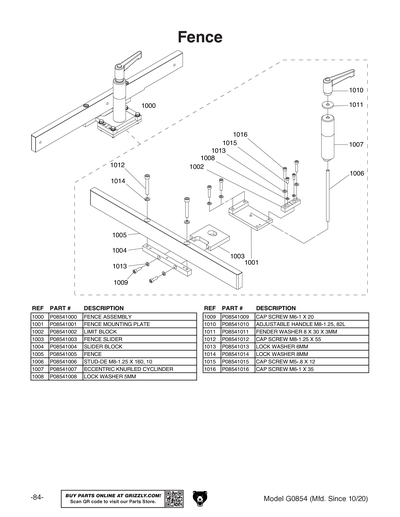 Part Diagram for G0854