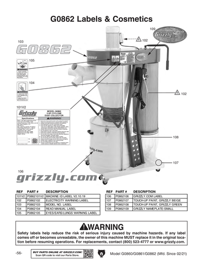 Part Diagram for G0862
