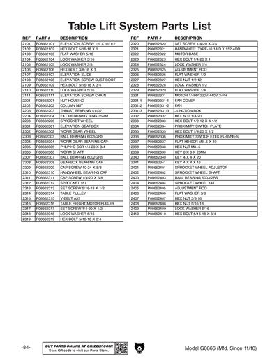 Part Diagram for G0866