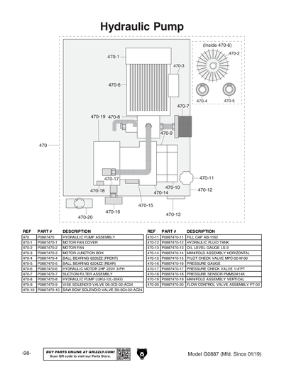 Parts for G0887 20