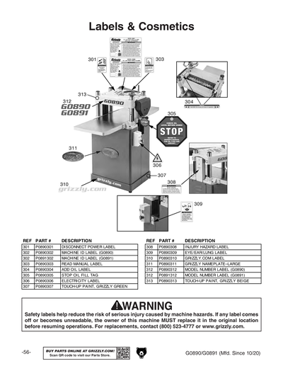Part Diagram for G0890
