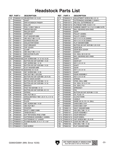 Part Diagram for G0891