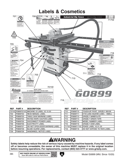 Part Diagram for G0899