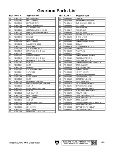 Part Diagram for G0949G