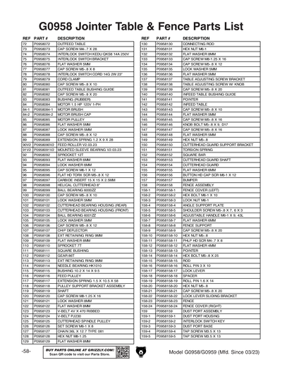 Part Diagram for G0959