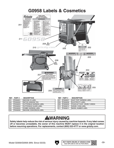 Part Diagram for G0959