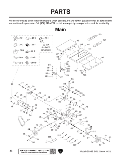 Part Diagram for G0962