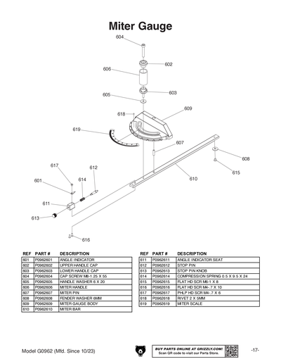 Part Diagram for G0962