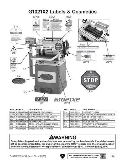 Part Diagram for G1021X2