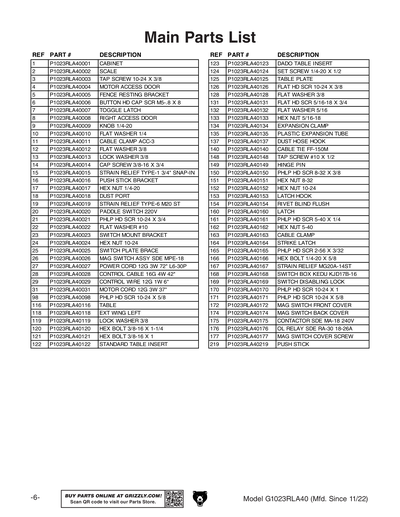 Part Diagram for G1023RLA40
