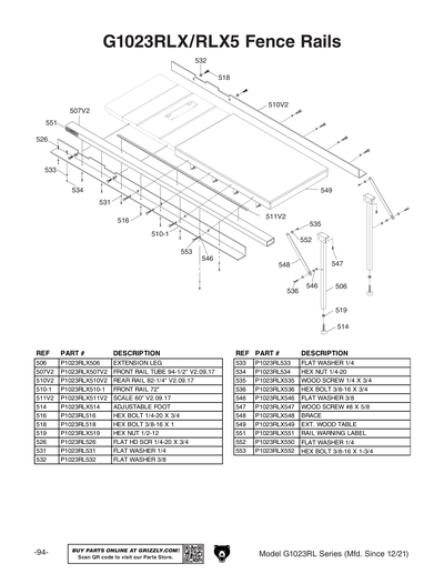 Part Diagram for G1023RLX5