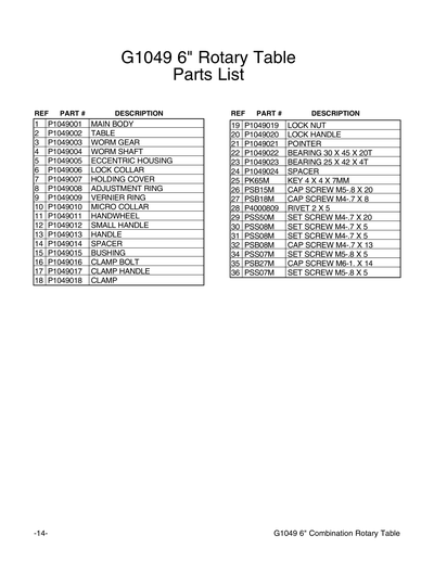 Part Diagram for G1049