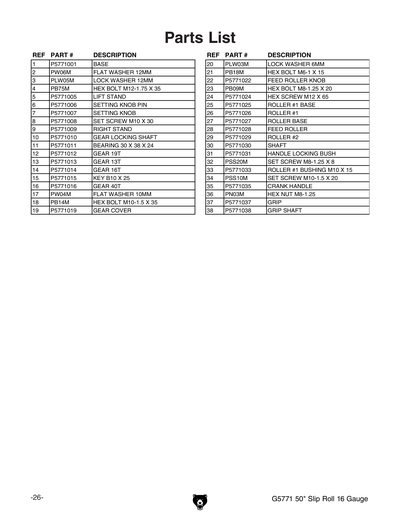 Part Diagram for G5771