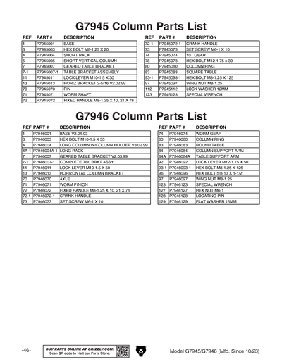 Part Diagram for G7945