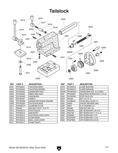 Parts for G9731 13