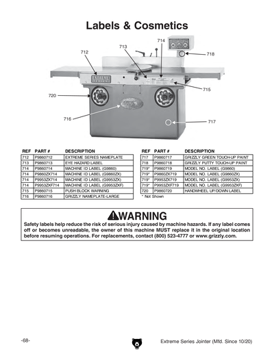 Parts for G9860ZX 12