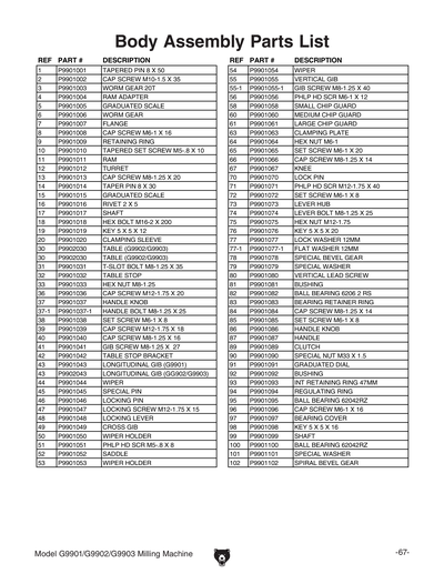 Part Diagram for G9901