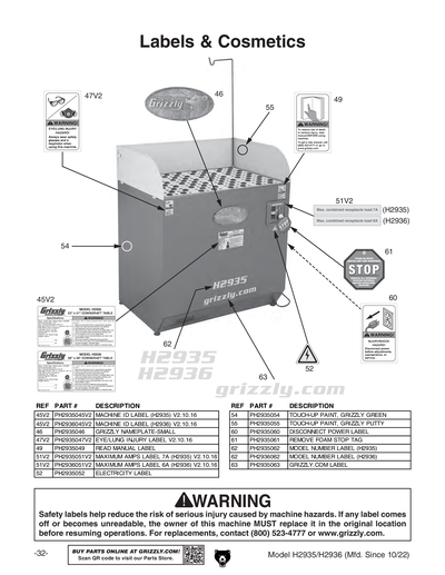 Parts for H2936 28