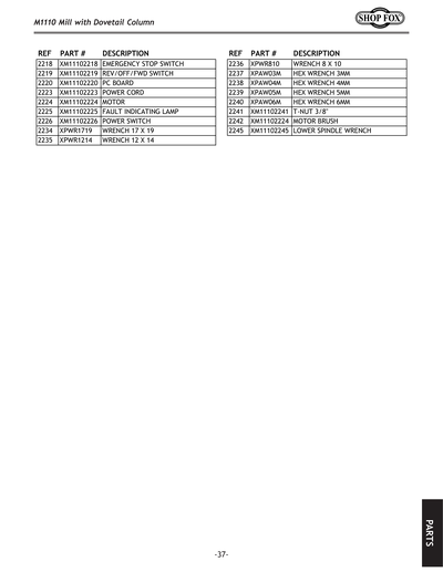 Part Diagram for M1110