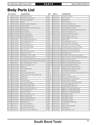 Part Diagram for SB1110