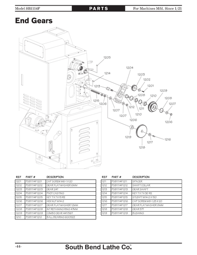 Part Diagram for SB1114F
