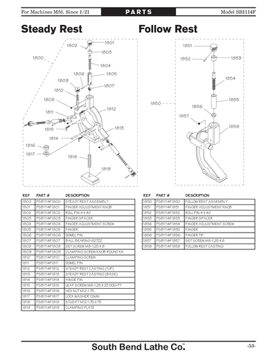 Part Diagram for SB1114F