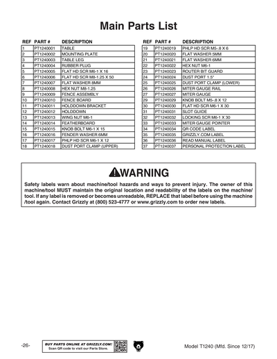 Part Diagram for T1240