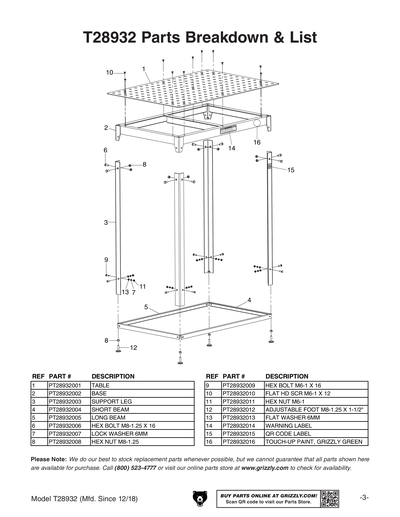 Part Diagram for T28932