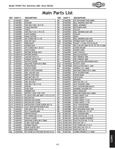Part Diagram for W1667