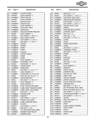 Part Diagram for W1688