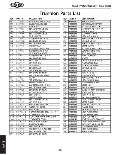 Part Diagram for W1819