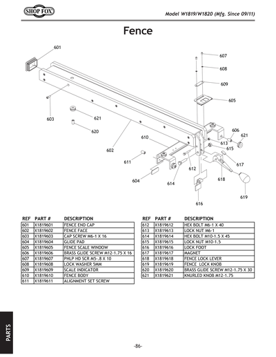 Part Diagram for W1819