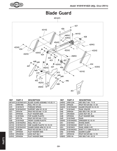 Part Diagram for W1820