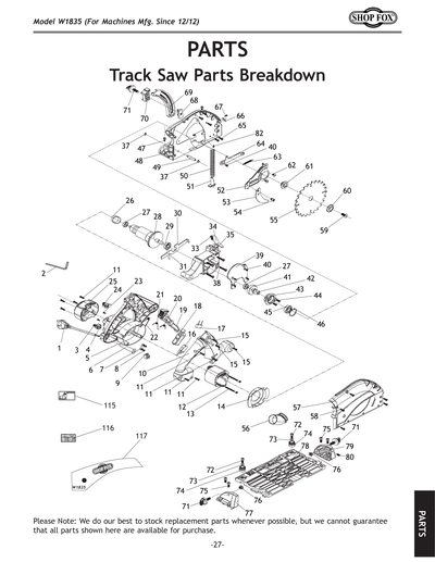 Part Diagram for W1835