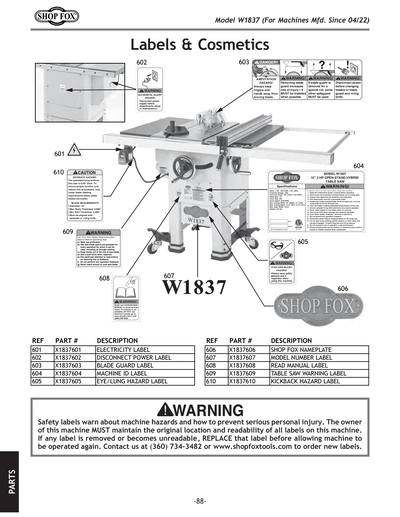 Part Diagram for W1837