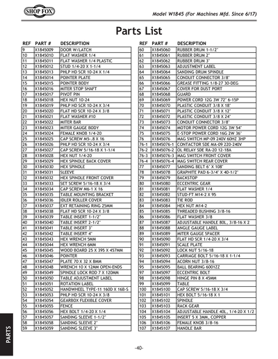 Part Diagram for W1845