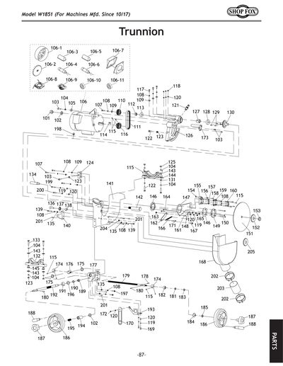 Parts for W1851 2 HP 10