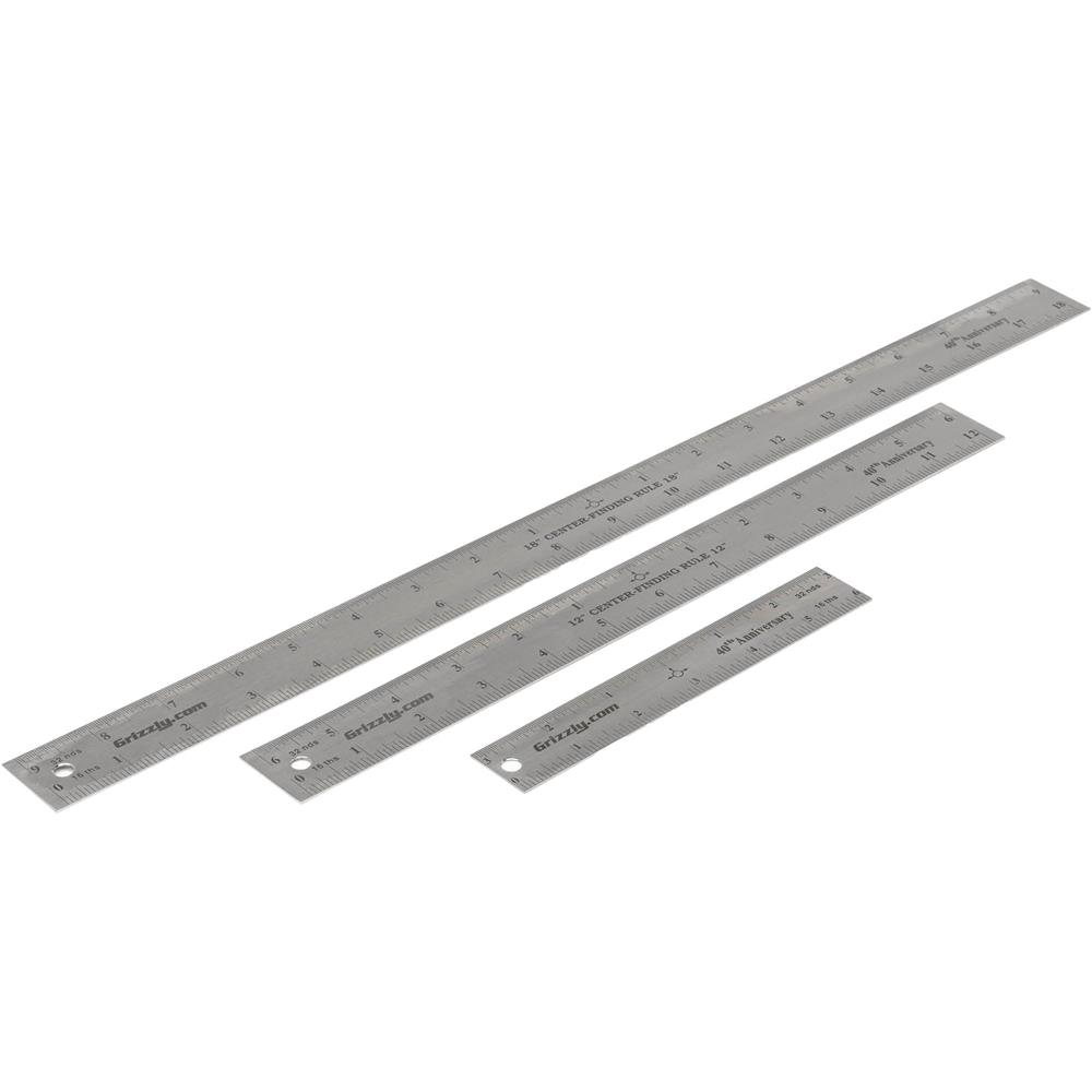 Grizzly T34082 - Center Finding Ruler Set, 3 Pc. - Grizzly