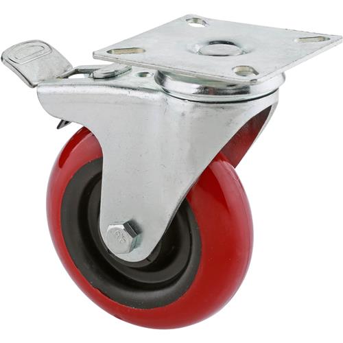 Image for Steelex D2610 - 4" Red Polyurethane Swivel Caster w/ Brake