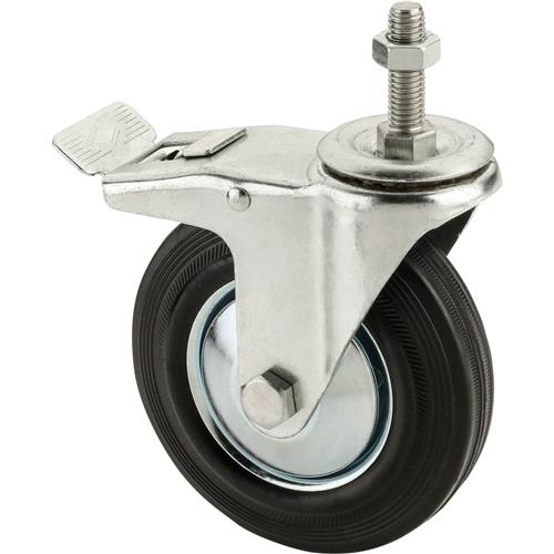 Image for Steelex D4643 - 5" Black Rubber Swivel Caster, M12x1.75 Threaded Mount with Lock