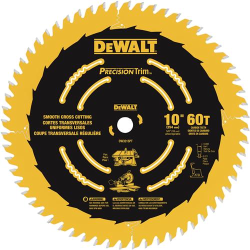 Image for DeWalt H9344 - 10" x 5/8" 60t ATB Precision Trim Saw Blade