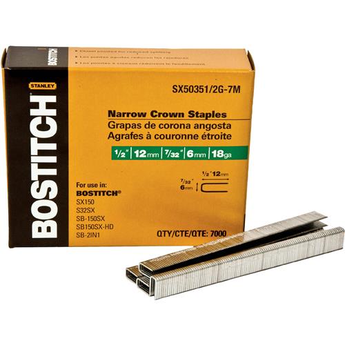 Image for Bostitch T29259 - 18 GA 7/32" Narrow Crown Galvanized 1/2" Staple, 7000 pc.