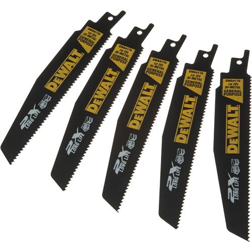 Image for DeWalt T30675 - 6" 10 TPI Reciprocating Saw Blade, 5 pk.