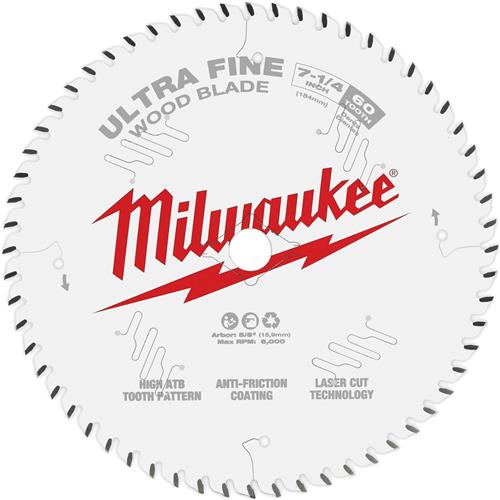 Image for Milwaukee T31200 - 7-1/4" 60T Ultra Fine Finish Circular Saw Standard Wood Cutting Blades