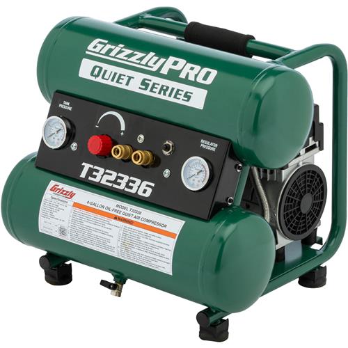 Image for Grizzly PRO T32336 - 4-Gallon Oil-Free Quiet Series Air Compressor